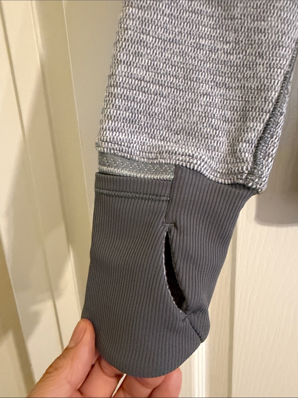 Lululemon Runderful 1/2 Zip Pullover Check Piqué White Heathered Slate Jacket - Picture 6 of 7